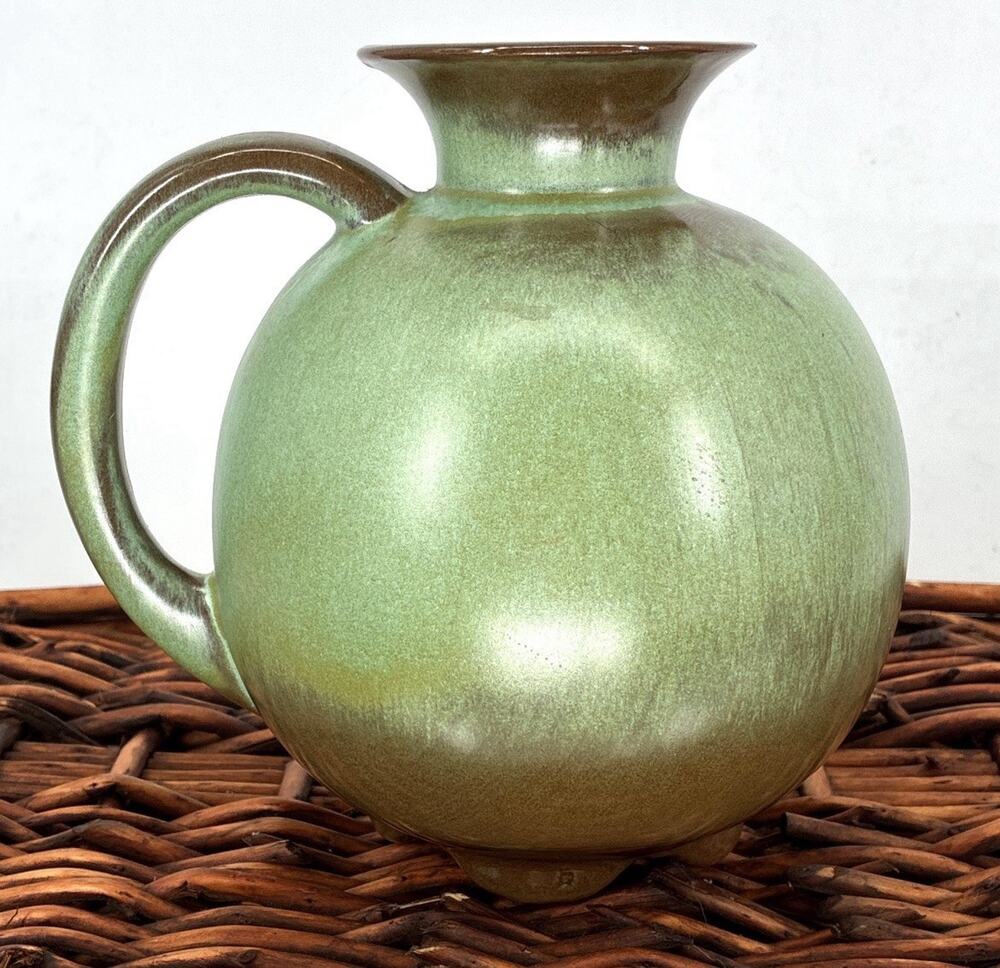 Vintage Frankoma #82 6 Cup Carafe Pitcher Green Brown Glaze Oklahoma Pottery